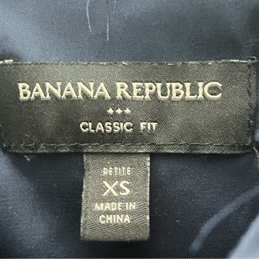 Banana Republic Satin Classic Shirt Preppy Navy - Picture 4 of 7